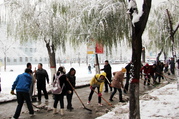 外围买球app十大平台学生积极开展义务劳动清扫积雪